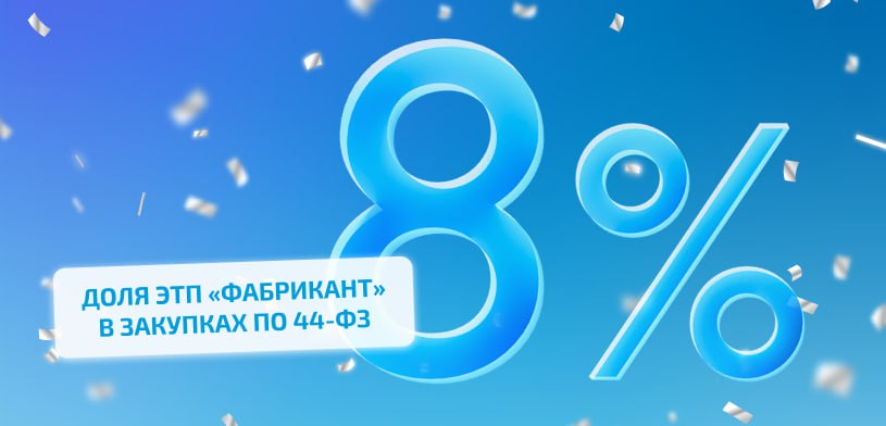 Доля ЭТП «Фабрикант» в закупках по 44-ФЗ в сентябре составила 8%